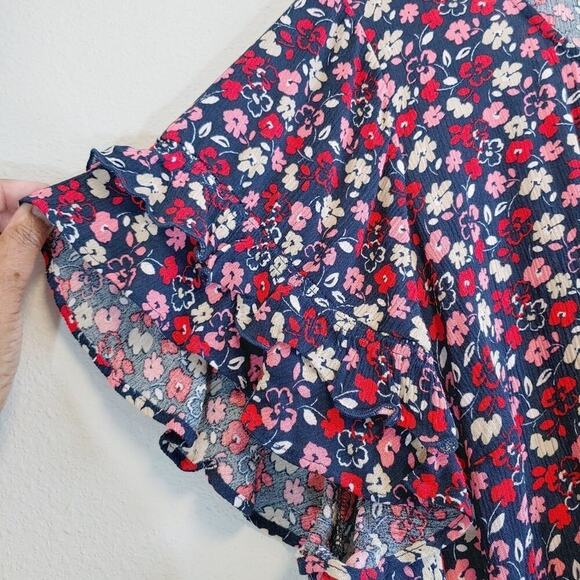 Lane Bryant Ruffle Sleeves Tossed Daisies Tunic Top Plus Sz 24 - Picture 3 of 10